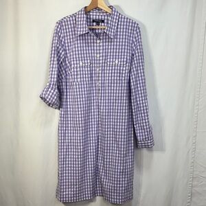 🧢 Chadwicks Purple Gingham Long Sleeve shirtdress:
